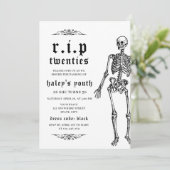 RIP Zwanziger Jahre Sonniges Skelett 30. Geburtsta Einladung (Stehend Vorderseite)