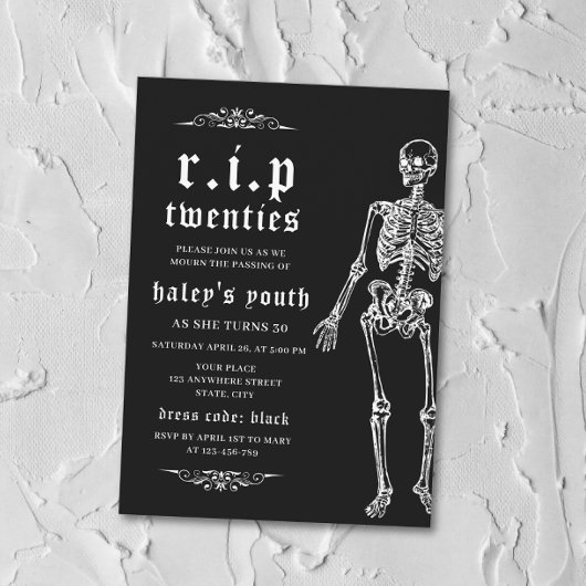 RIP Zwanziger Jahre Sonniges Skelett 30. Geburtsta Einladung