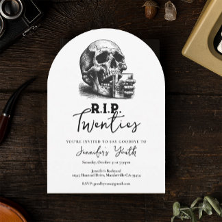 RIP Zwanziger Vintag Schädel 30. Geburtstag Party Einladung