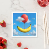 Ripe Banana Floating In Sky with Red Balloon Serviette (Beispiel)