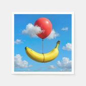 Ripe Banana Floating In Sky with Red Balloon Serviette (Vorderseite)