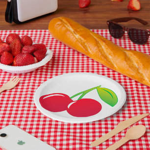 Ripe Bright Red Cherries Pappteller