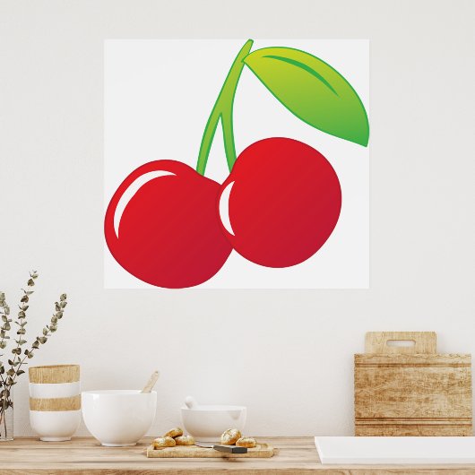Ripe Bright Red Cherries Poster (Küche)