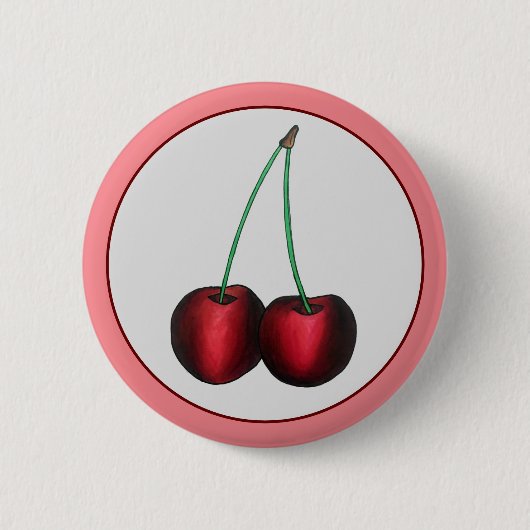 Ripe Red Cherry Cherries Summer Stone Frucht Feins Button (Vorderseite)