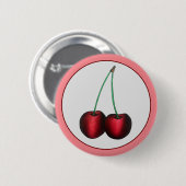 Ripe Red Cherry Cherries Summer Stone Frucht Feins Button (Vorne & Hinten)