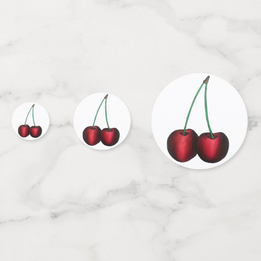 Ripe Red Cherry Cherries Summer Stone Frucht Feins Konfetti (Rückseiten)