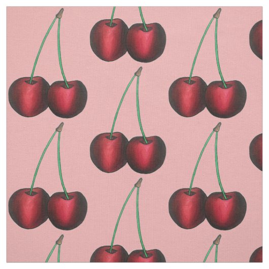 Ripe Red Cherry Cherries Summer Stone Frucht Feins Stoff (Muster)