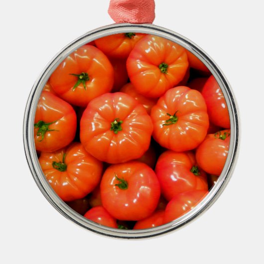 Ripe Red Shiny Tomaten Ornament Aus Metall (Vorne)
