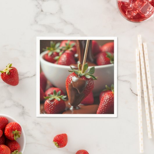 Ripe Strawberry Dipped In Chocolate Serviette (Beispiel)