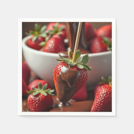 Ripe Strawberry Dipped In Chocolate Serviette (Vorderseite)