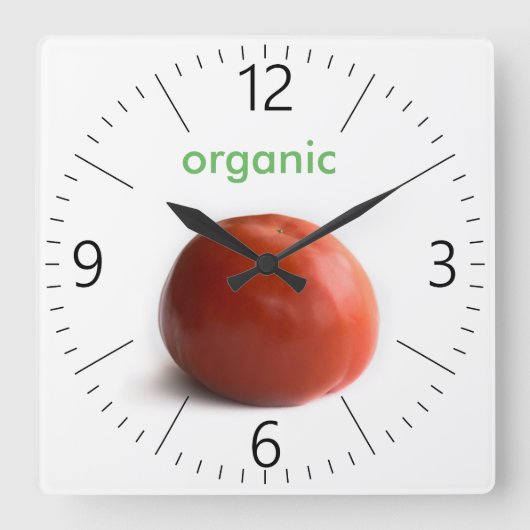 Ripe tomato quadratische wanduhr (Vorderseite)