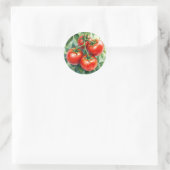 Ripe Tomato Vine Watercolor Fresh Runder Aufkleber (Tasche)