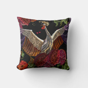 Ripened pomegranate fruits, crane birds and wild r kissen