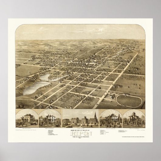 Ripon, WI Panoramic Map - 1867 Poster (Vorne)