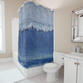 Ripped Denim Jeans Fabric Hintergrund Duschvorhang (Beispiel)