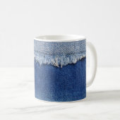 Ripped Denim Jeans Fabric Hintergrund Kaffeetasse (VorderseiteRechts)