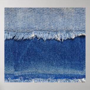 Ripped Denim Jeans Fabric Hintergrund Poster