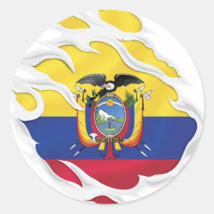 Ripped Flag Ecuador Runder Aufkleber