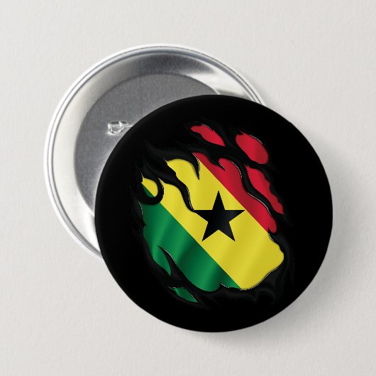 Ripped Flag Ghana Button (Vorne & Hinten)
