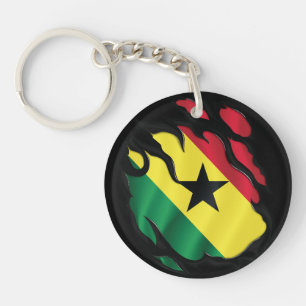 Ripped Flag Ghana Schlüsselanhänger
