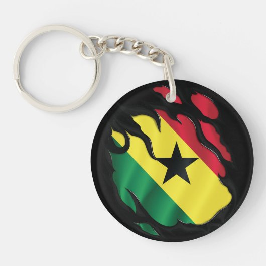 Ripped Flag Ghana Schlüsselanhänger (Vorderseite)