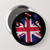 Ripped Flag Vereinigtes Königreich Button (Vorne & Hinten)