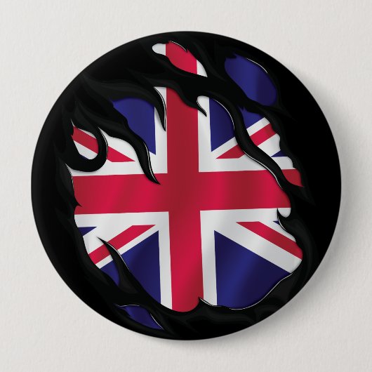 Ripped Flag Vereinigtes Königreich Button (Vorderseite)