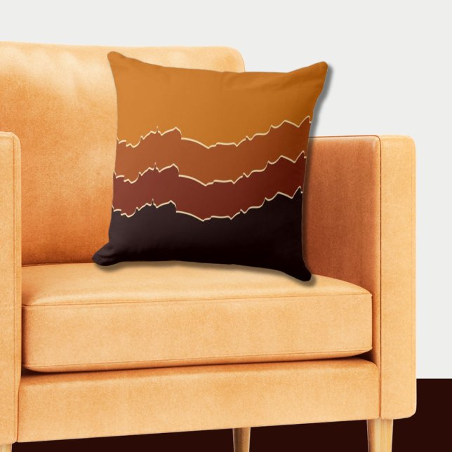 Ripped Orange & Black Stripes Kissen (Orange Irregular Stripes Pattern Pillow)