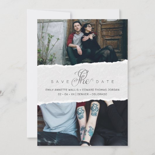 Ripped Paper Effect Wedding Custom Photo Script (Vorderseite)