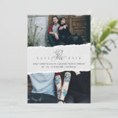 Ripped Paper Effect Wedding Custom Photo Script (Stehend Vorderseite)