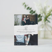 Ripped Paper Effect Wedding Custom Photo Script Einladungspostkarte (Stehend Vorderseite)