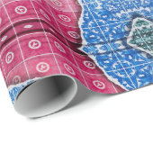 Ripped Pattern Broken Tile Vibranred blue Geschenkpapier (Rolleneckpunkt)