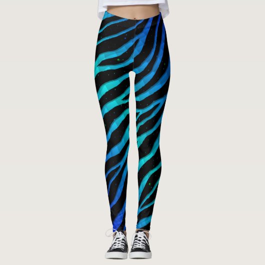 Ripped SpaceTime Stripes - Blau/Cyan Leggings (Vorderseite)