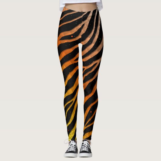 Ripped SpaceTime Stripes - Gelb/orange/weiß Leggings (Vorderseite)