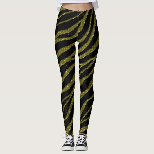 Ripped SpaceTime Stripes - Glitzer Gold Leggings (Vorderseite)