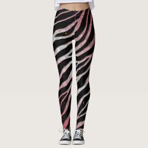 Ripped SpaceTime Stripes - Koralle/Weiß Leggings