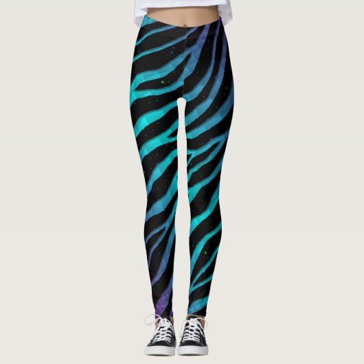 Ripped SpaceTime Stripes - Lila/Cyan Leggings (Vorderseite)