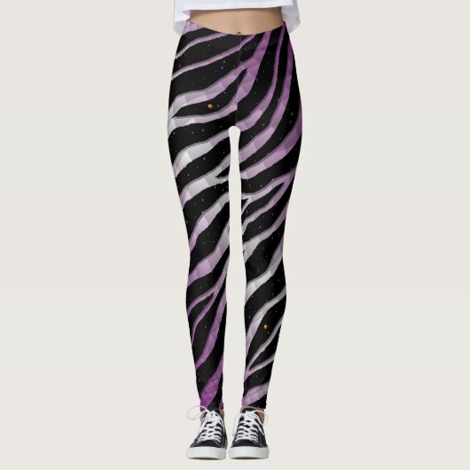 Ripped SpaceTime Stripes - Lila/weiß Leggings (Vorderseite)