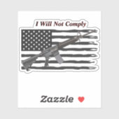 Ripped USA Flag I will AR15 Rifle nicht einhalten Aufkleber (Blatt)