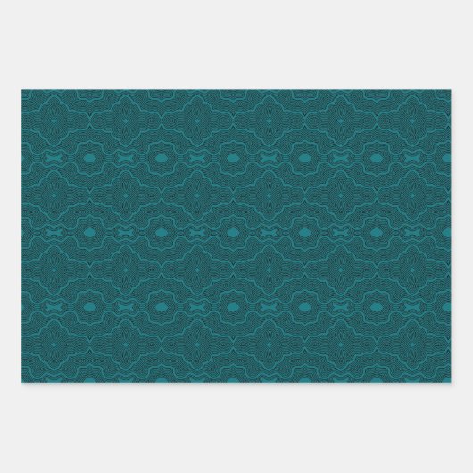 Rippelinie-Arbeit mit Aquamariner Variante Geschenkpapier Set (Vorderseite)