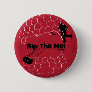 Rippen Sie den Pinback des Net Hockey Player auf r Button