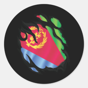 Rippenflagge Eritrea Runder Aufkleber