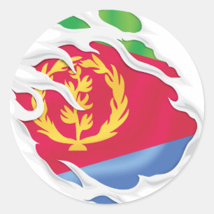 Rippenflagge Eritrea Runder Aufkleber