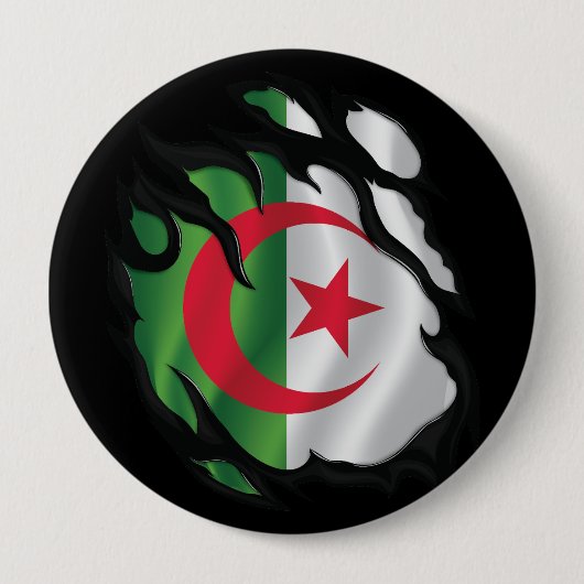 Rippenflagge in Algerien Button (Vorderseite)