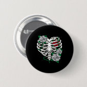 Rippenkäfig mit Blume Halloween-Röntgen-Skelettkis Button (Vorne & Hinten)