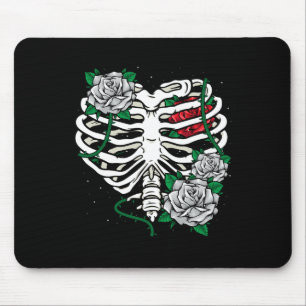 Rippenkäfig mit Blume Halloween-Röntgen-Skelettkis Mousepad