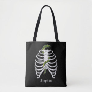 Rippenkäfig mit Schlange und Spinnennetz Halloween Tasche