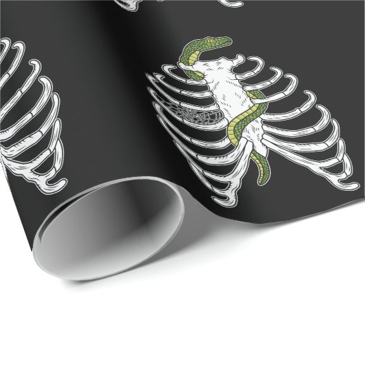 Rippenknochen mit grüner Schlange Halloween-Muster Geschenkpapier (Rolleneckpunkt)