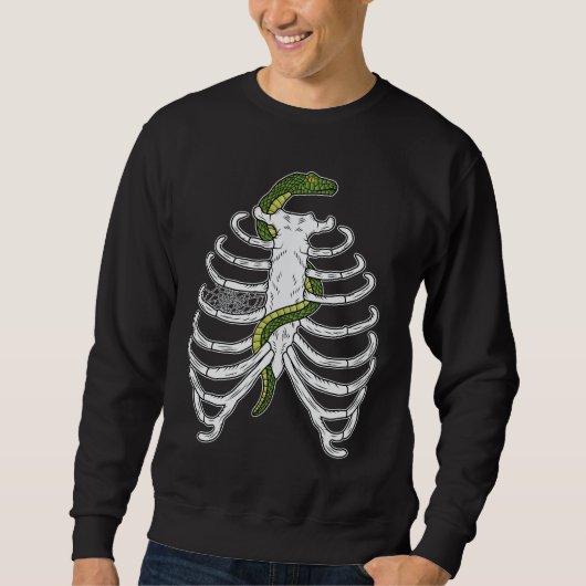Rippenknochen mit Schlange und Halloween im Spinne Sweatshirt (Vorderseite)