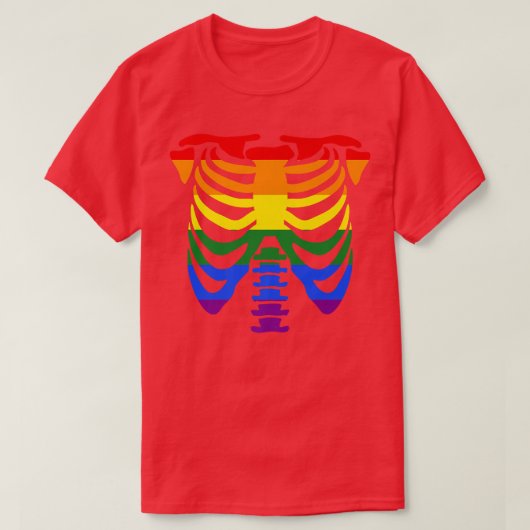 Rippenskelett, homoseual Gay Pride, Halloween T-Shirt (Design vorne)